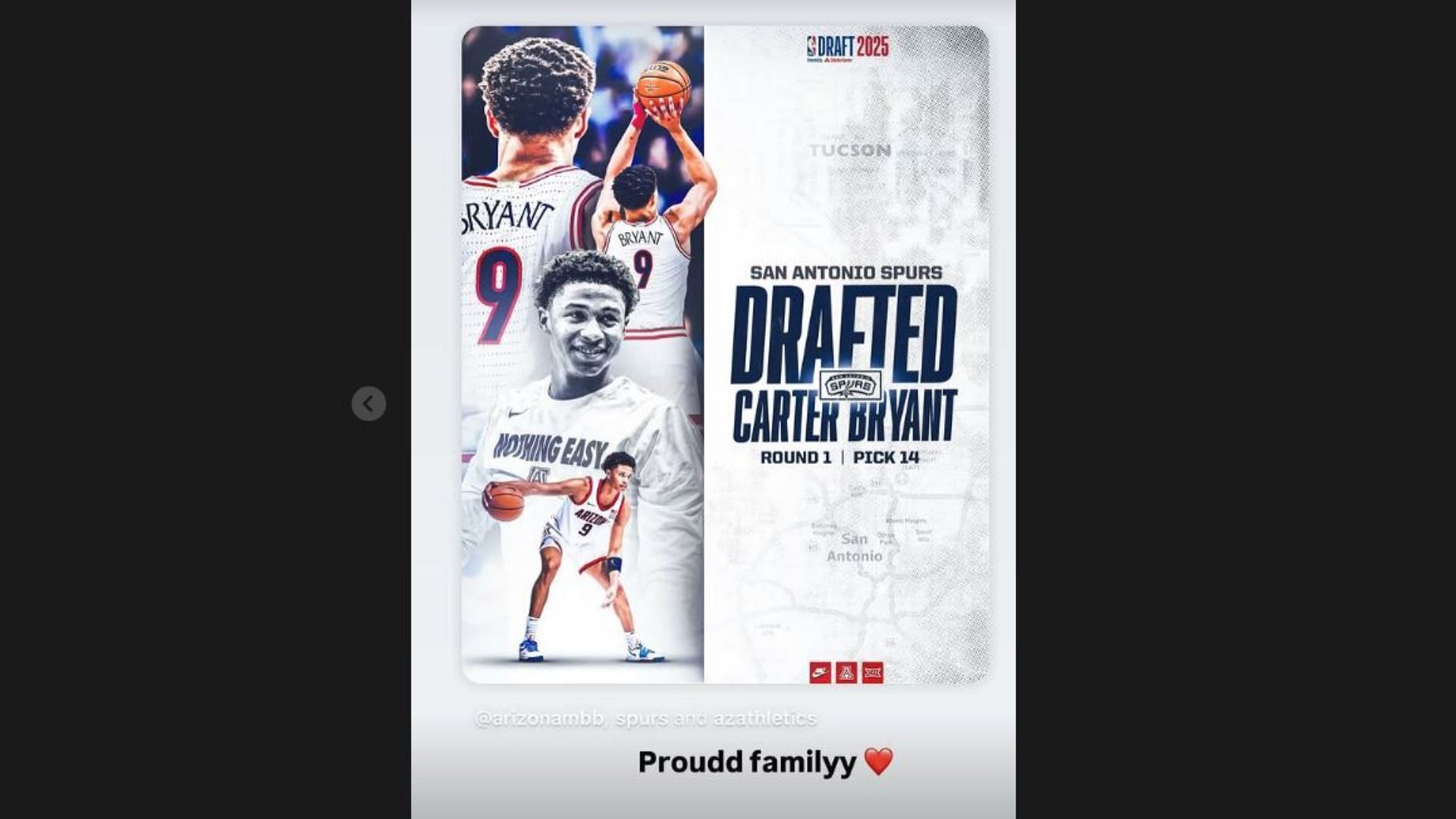 Brayden Burries Drops 2-Word Royion As Arizona's Carter Bryant Joins <a href = 'https: //www.sportskeeda.com/basketball/victor-wembanyama-bio' target = '_ Blank' Rel = 'Noopener Noreferrer'> विक्टर वेम्बन्यामा </a> पिक 14 ड्राफ्ट के साथ। छवि क्रेडिट: ig/@braydenburries0 “src =” https://staticg.sportskeeda.com/editor/2025/06/6d639-17509527025165-1920.jpg”/><img class=